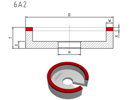 6A2 vitrified diamond grinding wheel