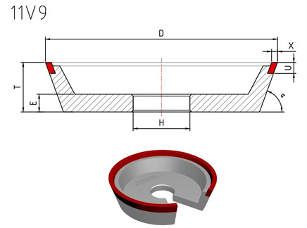 11V9 Vitrified diamond grinding wheels for PCD & PCBN tools